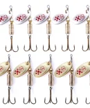 10Pcs 6.7cm 7g Spinner Spoon Metal Bait Fishing Lure Sequins Crankbait Spoon Baits for Bass Trout Perch Pike Rotating