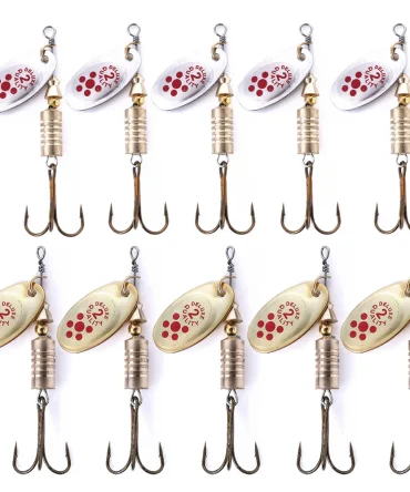 10Pcs 6.7cm 7g Spinner Spoon Metal Bait Fishing Lure Sequins Crankbait Spoon Baits for Bass Trout Perch Pike Rotating