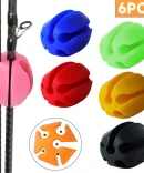 6pcs Silicone Fishing Rod Holder Ball Straps 5 Hole Lightweight Fishing Tackle Ties Organizer Storage Racks Fishing Accessories