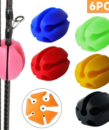 6pcs Silicone Fishing Rod Holder Ball Straps 5 Hole Lightweight Fishing Tackle Ties Organizer Storage Racks Fishing Accessories