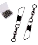 50Pcs/ Box Brass Barrel Fishing Swivel Solid Rings Fishing Pin Line Connector Fishhook with Interlock Snap Swivels Tackle Tool