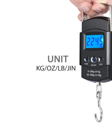 FLYSAND Electronic Scale Backlit LCD Display 110lb/50kg with Measuring Tape Balance Digital Fishing Hanging Hook Scale Tool 1
