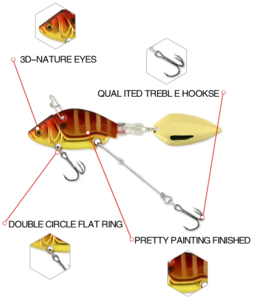 1Pcs Rotating Metal VIB vibration Bait Spinner Spoon Fishing Lures 13.6g 4.4cm Jigs Trout Winter Fishing Hard Baits Tackle Pesca 2